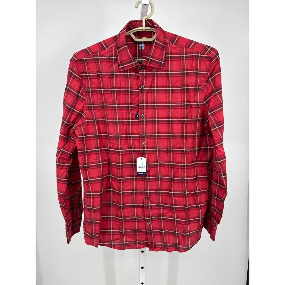johnnie-O Luton Featherweight Button Up Shirt Malibu Red M JMWL7410 NWT